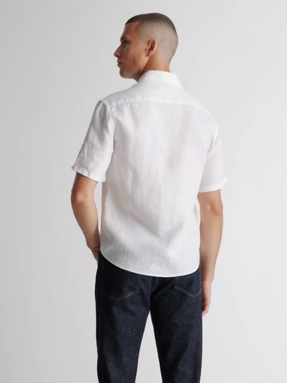 Quince White Short Sleeve Linen Button-Down Shirt - Picture 2 of 6